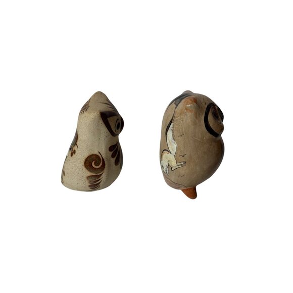 Tonala Pottery Owls Mexico Bird Multiple Colors, Wide Eyed 2 Owls included - Picture 4 of 9